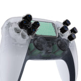 eXtremeRate Replacement Custom Dpad Action Buttons Three-Tone Black & Clear with Black Blue Redesigned Symbols D-pad Face Buttons Compatible with ps5 Controller - JPFF004