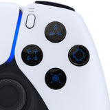 eXtremeRate Replacement Custom Dpad Action Buttons Three-Tone Black & Clear with Black Blue Redesigned Symbols D-pad Face Buttons Compatible with ps5 Controller - JPFF004