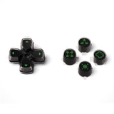 eXtremeRate Replacement Custom Dpad Action Buttons Three-Tone Black & Clear with Black Green Redesigned Symbols D-pad Face Buttons Compatible with ps5 Controller - JPFF005