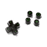 eXtremeRate Replacement Custom Dpad Action Buttons Three-Tone Black & Clear with Black Green Redesigned Symbols D-pad Face Buttons Compatible with ps5 Controller - JPFF005