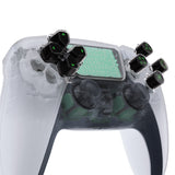 eXtremeRate Replacement Custom Dpad Action Buttons Three-Tone Black & Clear with Black Green Redesigned Symbols D-pad Face Buttons Compatible with ps5 Controller - JPFF005