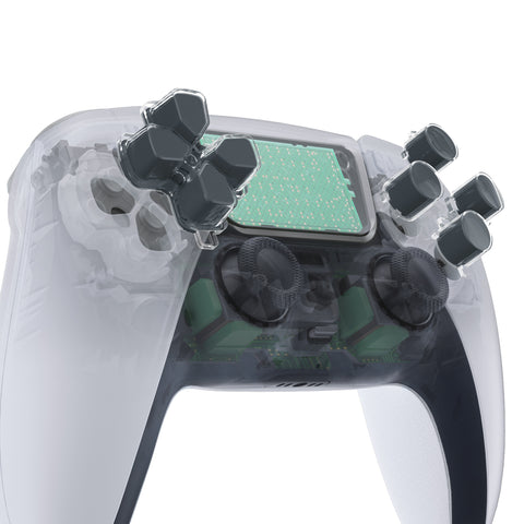 eXtremeRate Two-Tone Gray & Clear Custom Dpad Action Buttons Replacement No Letter Imprint D-pad Face Buttons Compatible with ps5 Controller - JPFG003