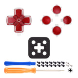 eXtremeRate Two-Tone Carmine Red & Clear Custom Dpad Action Buttons Replacement No Letter Imprint D-pad Face Buttons Compatible with ps5 Controller - JPFG004