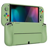 PlayVital AlterGrips Protective Slim Case for Nintendo Switch OLED, Ergonomic Grip Cover for Joycon, Dockable Hard Shell for Switch OLED w/Thumb Grip Caps & Button Caps - Matcha Green - JSOYP3005