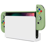 PlayVital AlterGrips Protective Slim Case for Nintendo Switch OLED, Ergonomic Grip Cover for Joycon, Dockable Hard Shell for Switch OLED w/Thumb Grip Caps & Button Caps - Matcha Green - JSOYP3005