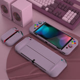 PlayVital AlterGrips Protective Slim Case for Nintendo Switch OLED, Ergonomic Grip Cover for Joycon, Dockable Hard Shell for Switch OLED w/Thumb Grip Caps & Button Caps - Dark Grayish Violet - JSOYP3006