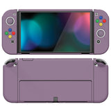 PlayVital AlterGrips Protective Slim Case for Nintendo Switch OLED, Ergonomic Grip Cover for Joycon, Dockable Hard Shell for Switch OLED w/Thumb Grip Caps & Button Caps - Dark Grayish Violet - JSOYP3006