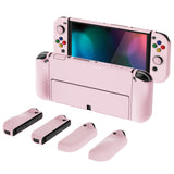 PlayVital AlterGrips Protective Slim Case for Nintendo Switch OLED, Ergonomic Grip Cover for Joycon, Dockable Hard Shell for Switch OLED w/Thumb Grip Caps & Button Caps - Cherry Blossoms Pink - JSOYP3007