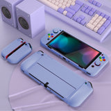 PlayVital AlterGrips Protective Slim Case for Nintendo Switch OLED, Ergonomic Grip Cover for Joycon, Dockable Hard Shell for Switch OLED w/Thumb Grip Caps & Button Caps - Light Violet - JSOYP3008