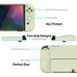 PlayVital AlterGrips Protective Slim Case for Nintendo Switch OLED, Ergonomic Grip Cover for Joycon, Dockable Hard Shell for Switch OLED w/Thumb Grip Caps & Button Caps - Antique Yellow - JSOYP3010