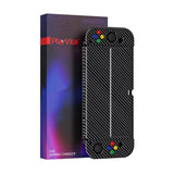 PlayVital AlterGrips Glossy Protective Slim Case for Nintendo Switch OLED, Ergonomic Grip Cover for Joycon, Dockable Hard Shell for Switch OLED w/Thumb Grip Caps & Button Caps - Graphite Carbon Fiber - JSOYS2002