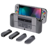PlayVital AlterGrips Glossy Protective Slim Case for Nintendo Switch OLED, Ergonomic Grip Cover for Joycon, Dockable Hard Shell for Switch OLED w/Thumb Grip Caps & Button Caps - SFC SNES Classic EU Style - JSOYY7001