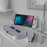 PlayVital AlterGrips Glossy Protective Slim Case for Nintendo Switch OLED, Ergonomic Grip Cover for Joycon, Dockable Hard Shell for Switch OLED w/Thumb Grip Caps & Button Caps - Classics SNES Style - JSOYY7003