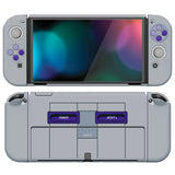 PlayVital AlterGrips Glossy Protective Slim Case for Nintendo Switch OLED, Ergonomic Grip Cover for Joycon, Dockable Hard Shell for Switch OLED w/Thumb Grip Caps & Button Caps - Classics SNES Style - JSOYY7003