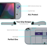 PlayVital AlterGrips Glossy Protective Slim Case for Nintendo Switch OLED, Ergonomic Grip Cover for Joycon, Dockable Hard Shell for Switch OLED w/Thumb Grip Caps & Button Caps - Classics SNES Style - JSOYY7003