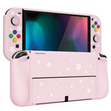 PlayVital AlterGrips Glossy Protective Slim Case for Nintendo Switch OLED, Ergonomic Grip Cover for Joycon, Dockable Hard Shell for Switch OLED w/Thumb Grip Caps & Button Caps - Cherry Blossoms Petals - JSOYY7004