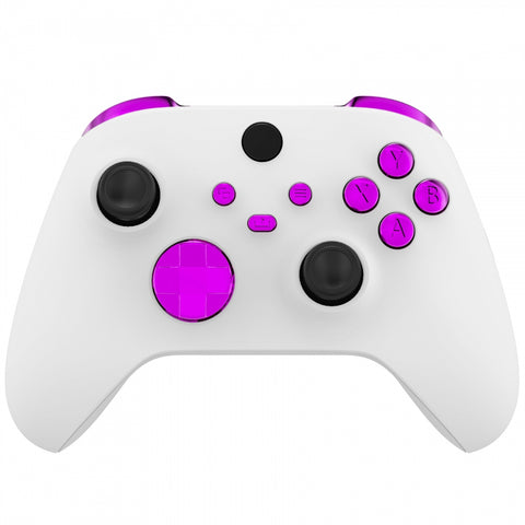 eXtremeRate Chrome Purple Replacement Buttons for Xbox Series S & Xbox Series X Controller, LB RB LT RT Bumpers Triggers D-pad ABXY Start Back Sync Share Keys for Xbox Series X/S Controller  - JX3205