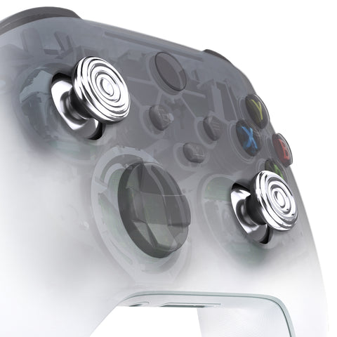 eXtremeRate Custom Silver Metal Thumbsticks for Xbox Series X/S Controller, Concentric Circles Aluminum Alloy Analog Stick for Xbox One S/X, Replacement Joystick for Xbox One Standard Elite Controller - JX3C002