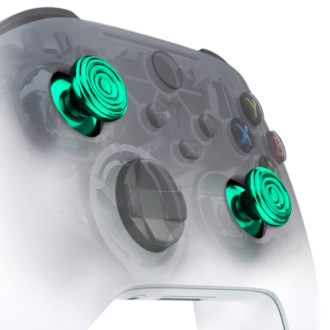 eXtremeRate Custom Green Metal Thumbsticks for Xbox Series X/S Controller, Concentric Circles Aluminum Alloy Analog Stick for Xbox One S/X, Replacement Joystick for Xbox One Standard Elite Controller - JX3C006