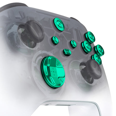eXtremeRate 9 in 1 Custom Green Metal Buttons for Xbox Series X/S Controller, Replacement Aluminum Alloy Dpad Start Back Share Button, Home ABXY Bullet Buttons for Xbox Core Controller - JX3D006