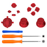 eXtremeRate 11 in 1 Custom Red Metal Buttons for Xbox Series X/S Controller, Aluminum Alloy Dpad Start Back Share Button, Replacement Thumbsticks, Home ABXY Bullet Buttons for Xbox Core Controller - JX3E003