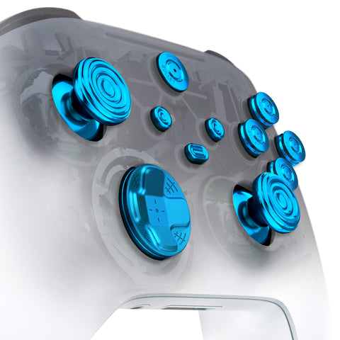 eXtremeRate 11 in 1 Custom Blue Metal Buttons for Xbox Series X/S Controller, Aluminum Alloy Dpad Start Back Share Button, Replacement Thumbsticks, Home ABXY Bullet Buttons for Xbox Core Controller - JX3E004