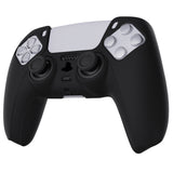 PlayVital Black Pure Series Anti-Slip Silicone Cover Skin for Playstation 5 Controller, Soft Rubber Case for PS5 Controller with Black Thumb Grip Caps - KOPF001