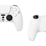 PlayVital White Pure Series Anti-Slip Silicone Cover Skin for Playstation 5 Controller, Soft Rubber Case for PS5 Controller with White Thumb Grip Caps - KOPF002