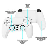 PlayVital White Pure Series Anti-Slip Silicone Cover Skin for Playstation 5 Controller, Soft Rubber Case for PS5 Controller with White Thumb Grip Caps - KOPF002