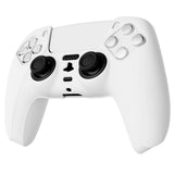 PlayVital White Pure Series Anti-Slip Silicone Cover Skin for Playstation 5 Controller, Soft Rubber Case for PS5 Controller with White Thumb Grip Caps - KOPF002