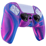PlayVital Tri-Color Pink & Purple & Blue Camouflage Anti-Slip Silicone Cover Skin for Playstation 5 Controller, Soft Rubber Case for PS5 Controller with Black Thumb Grip Caps - KOPF015