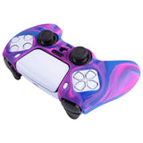 PlayVital Tri-Color Pink & Purple & Blue Camouflage Anti-Slip Silicone Cover Skin for Playstation 5 Controller, Soft Rubber Case for PS5 Controller with Black Thumb Grip Caps - KOPF015