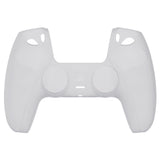 PlayVital Transparent Clear White Pure Series Anti-Slip Silicone Cover Skin for PS 5 Controller, Soft Rubber Case for PS5 Controller with Clear White Thumb Grip Caps - KOPF016