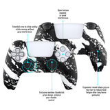 PlayVital Water Transfer Printing White Splash Patterned Anti-Slip Silicone Cover Skin Soft Rubber Case Protector for PS5 Controller with 6 Thumb Grip Caps - KOPF023