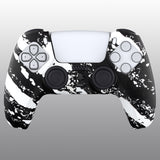 PlayVital Water Transfer Printing White Splash Patterned Anti-Slip Silicone Cover Skin Soft Rubber Case Protector for PS5 Controller with 6 Thumb Grip Caps - KOPF023