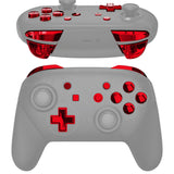 eXtremeRate Chrome Red Repair ABXY D-pad ZR ZL L R Keys for NS Switch Pro Controller, Glossy DIY Replacement Full Set Buttons with Tools for NS Switch Pro - Controller NOT Included - KRD403