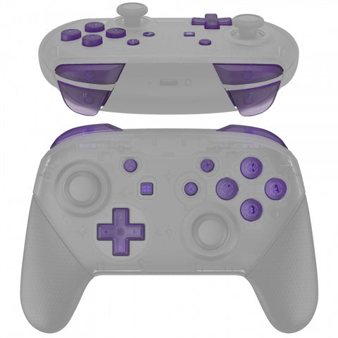 eXtremeRate Transparent Atomic Purple Repair ABXY D-pad ZR ZL L R Keys for Nintendo Switch Pro Controller, DIY Replacement Full Set Buttons with Tools for Nintendo Switch Pro - Controller NOT Included - KRM513