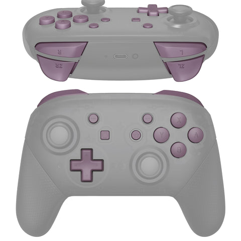 eXtremeRate Dark Grayish Violet Repair ABXY D-pad ZR ZL L R Keys for NS Switch Pro Controller, DIY Replacement Full Set Buttons with Tools for NS Switch Pro - Controller NOT Included - KRP328