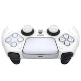 PlayVital White Raging Warrior Edition Controller Protective Case Cover for PS5, Anti-slip Rubber Protector for PS5 Wireless Controller, Soft Silicone Skin for PS5 Controller with Thumbstick Cap - KZPF002