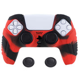 PlayVital Red & Black Raging Warrior Edition Controller Protective Case Cover for PS5, Anti-slip Rubber Protector for PS5 Wireless Controller, Soft Silicone Skin for PS5 Controller with Thumbstick Cap - KZPF004