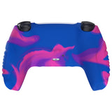 PlayVital Raging Warrior Edition Pink & Purple & Blue Controller Protective Case Cover for PS5, Anti-slip Rubber Protector for PS5 Wireless Controller, Soft Silicone Skin for PS5 Controller with Thumbstick Cap - KZPF007