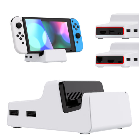 eXtremeRate AiryDocky DIY Kit White Replacement Case for Nintendo Switch Dock, Redesigned Portable Mini Dock Shell Cover for Nintendo Switch OLED - Shells Only, Dock & Circuit Board NOT Included - LLNSM003