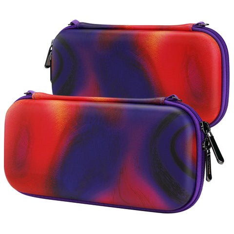 PlayVital Carrying Case for Nintendo Switch Lite, Portable Pouch Storage Handbag Travel Bag Protective Hard Case for Switch Console w/Thumb Grip Caps & 10 Game Card Slots - Purple Red Swirl - LTW004