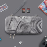 PlayVital Carrying Case for Nintendo Switch Lite, Portable Pouch Storage Handbag Travel Bag Protective Hard Case for Switch Console w/Thumb Grip Caps & 10 Game Card Slots - Silver Swirl - LTW007