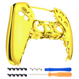 eXtremeRate Chrome Gold Glossy DIY Accessories Replacement Front Housing Shell Compatible with ps5 Controller, Custom Faceplate Compatible with ps5 Controller - Touchpad NOT Included - MPFD4001