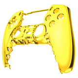 eXtremeRate Chrome Gold Glossy DIY Accessories Replacement Front Housing Shell Compatible with ps5 Controller, Custom Faceplate Compatible with ps5 Controller - Touchpad NOT Included - MPFD4001