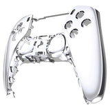 eXtremeRate Chrome Silver Glossy DIY Accessories Replacement Front Housing Shell Compatible with ps5 Controller, Custom Faceplate Compatible with ps5 Controller - Touchpad NOT Included - MPFD4002