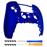 eXtremeRate Chrome Blue Glossy DIY Accessories Replacement Front Housing Shell Compatible with ps5 Controller, Custom Faceplate Compatible with ps5 Controller - Touchpad NOT Included - MPFD4004