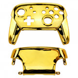 eXtremeRate Chrome Gold Faceplate and Backplate for Nintendo Switch Pro Controller, Glossy DIY Replacement Shell Housing Case for Nintendo Switch Pro - Controller NOT Included - MRD401