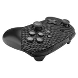 eXtremeRate Black Silver Carbon Fiber Patterned Soft Touch Faceplate and Backplate Replacement Shell Housing Case for NS Switch Pro Controller - MRS202